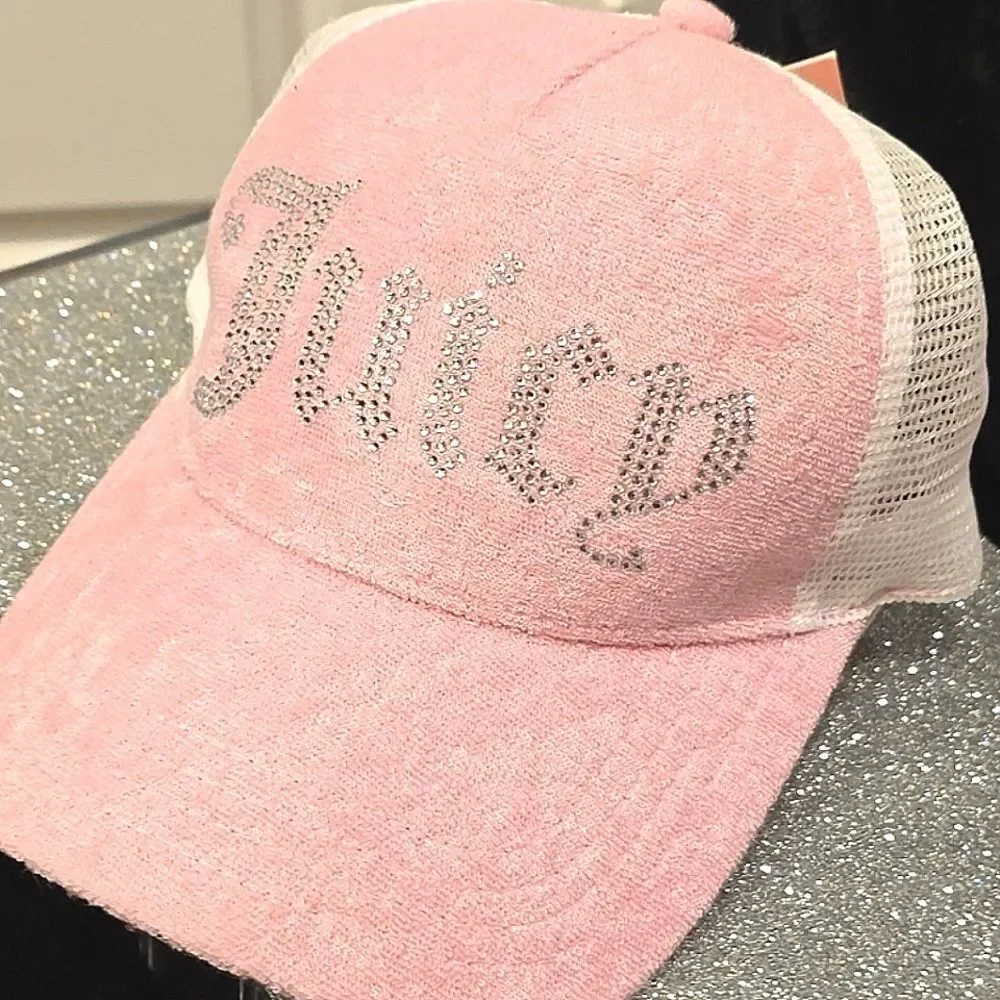 Juicy‎ Couture Rhinestone Logo Velour Snapback Cap